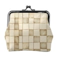 thumbnail image 1 of Lady Leather Wallet Zero 4.13 X 4.52 In Three-Dimensional Buckle Design Small Portable Easy Opening And Closing Beige Checked Hand-Drawn Sketch_1, 1 of 5