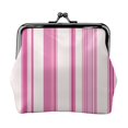 thumbnail image 1 of Lady Leather Wallet Zero 4.13 X 4.52 In Three-Dimensional Buckle Design Small Portable Easy Opening And Closing Pink Stripe_1, 1 of 5
