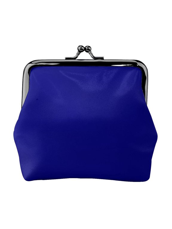 Lady Leather Wallet Zero 4.13 X 4.52 In Three-Dimensional Buckle Design Small Portable Easy Opening And Closing Royal Blue