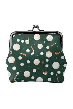 Lady Leather Wallet Zero 4.13 X 4.52 In Three-Dimensional Buckle Design Small Portable Easy Opening And Closing Smoothly Seamless Golf Pattern