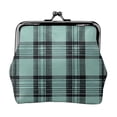 thumbnail image 1 of Lady Leather Wallet Zero 4.13 X 4.52 In Three-Dimensional Buckle Design Small Portable Easy Opening And Closing Paleturquoise Buffalo Plaid Check Tartan Scotland_3, 1 of 5