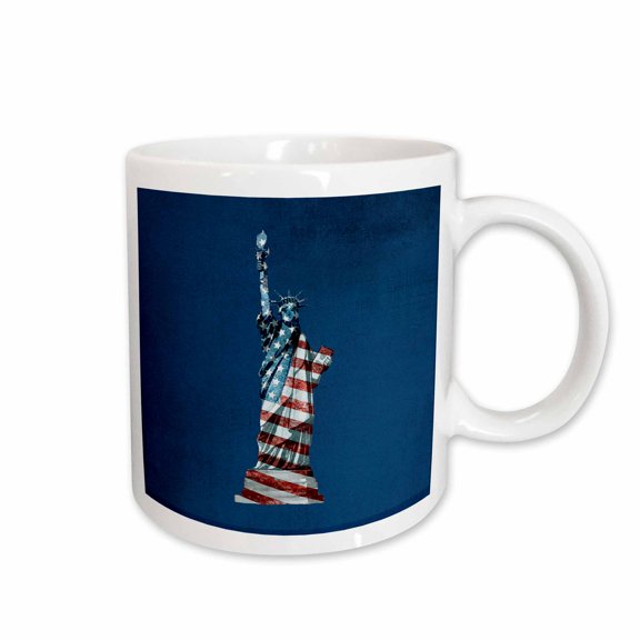 3drose, Lady Liberty Covered with American Flag on Blue, 11oz Mug