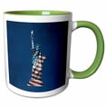 thumbnail image 1 of 3drose, Lady Liberty Covered with American Flag on Blue, 11oz Two-tone Green Mug, 1 of 6