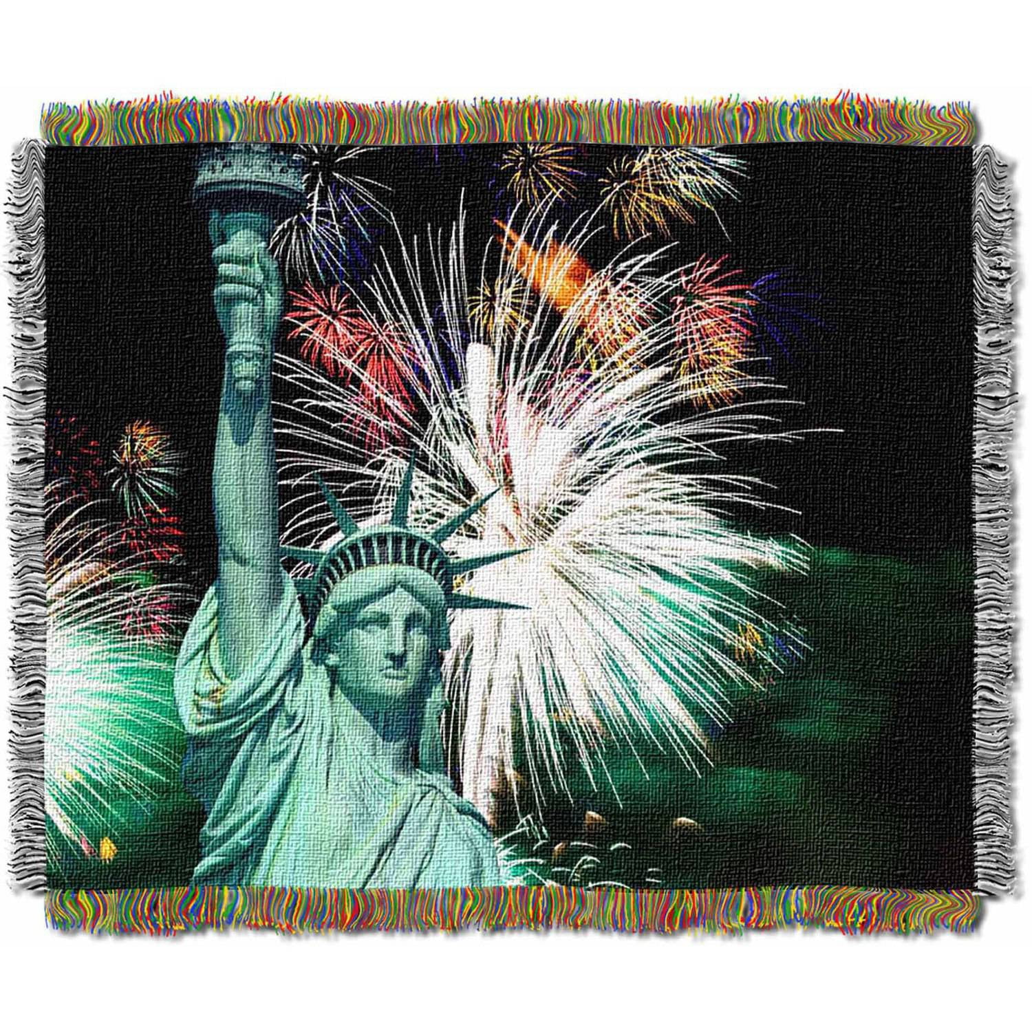 Lady Liberty Patriotic Woven Tapestry Throw Blanket, 48 x 60 inches