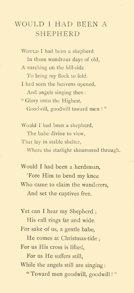 Lady Lindsay Christmas Posy of Carols 1902 Would I have been a Shepherd Canvas Art - Lady Lindsay (24 x 36)