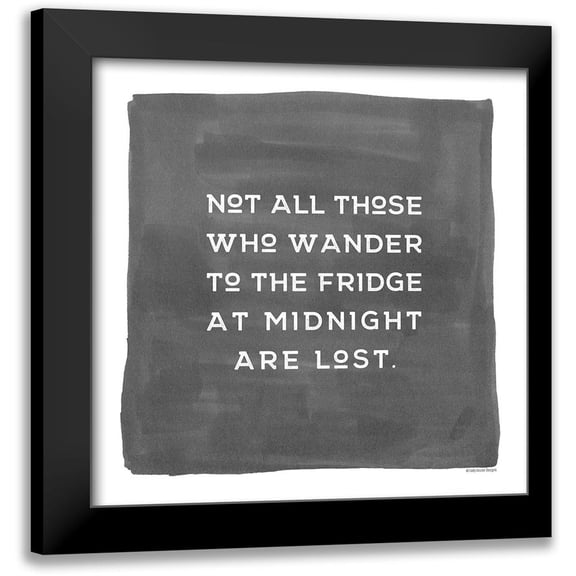 Lady Louise Designs 12x12 Black Modern Framed Museum Art Print Titled - Midnight Fridge Visit