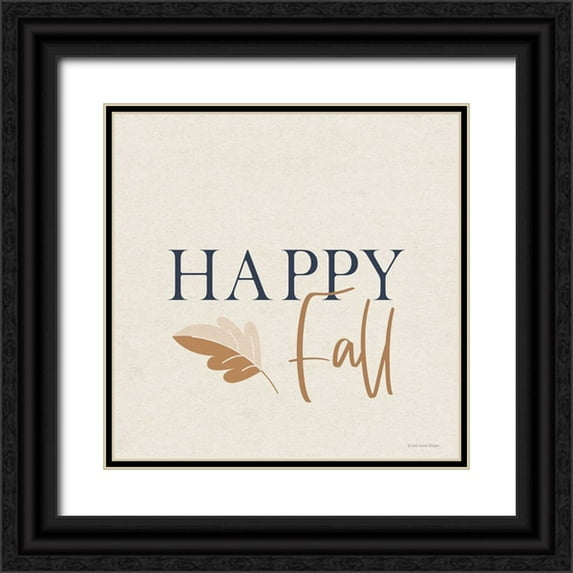 Lady Louise Designs 12x12 Black Ornate Wood Framed with Double Matting Museum Art Print Titled - Happy Fall I