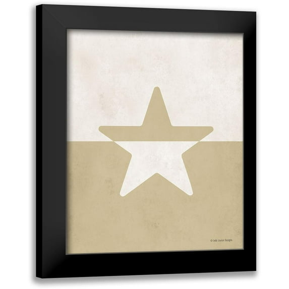 Lady Louise Designs 20x24 Black Modern Framed Museum Art Print Titled - Neutral Nursery Half Star