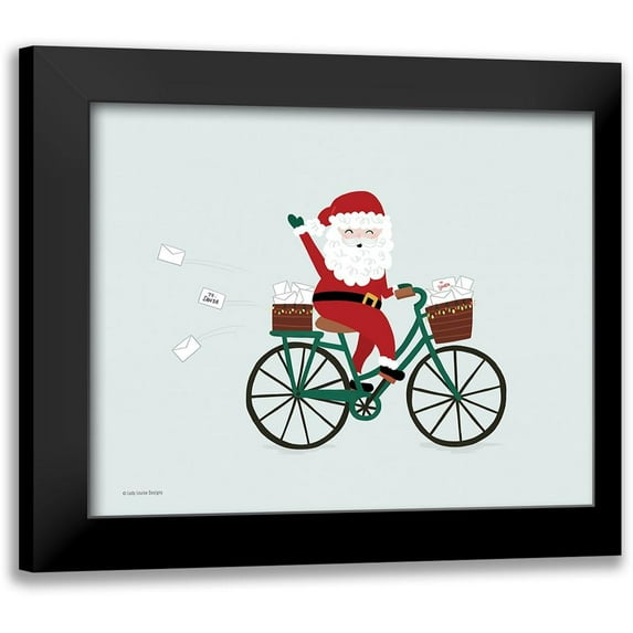 Lady Louise Designs 24x20 Black Modern Framed Museum Art Print Titled - Santa Bike