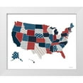 thumbnail image 1 of Lady Louise Designs 31x26 White Modern Wood Framed Museum Art Print Titled - Patchwork USA Map, 1 of 4