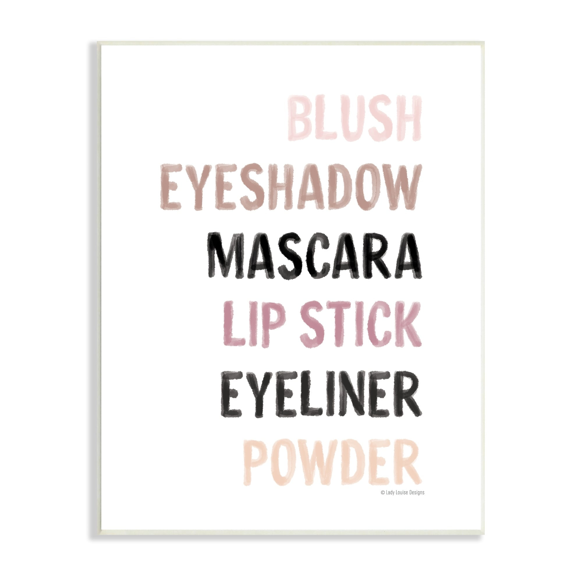 Stupell Industries Makeup To-Do List Blush Mascara Lip Stick Blush,10 x 15, Design by Lady Louise Designs