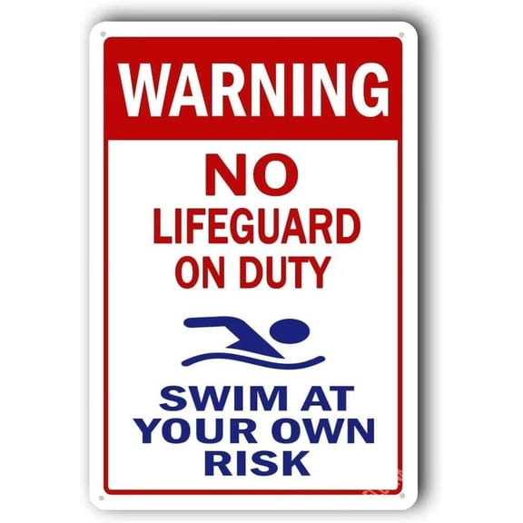 Warning Sign,Pool Rules Sign,Pool Safety Sign Warning No Lifeguard No Duty Sign 8"X12" Metal Aluminum Sign