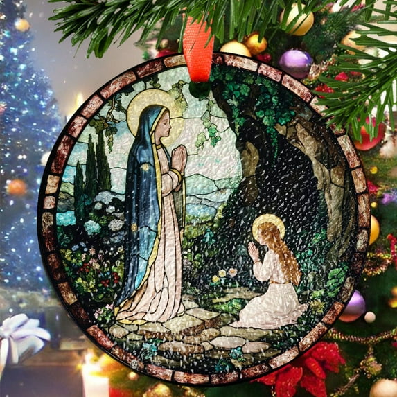 Lady Lourdes Christmas Ornament, Ceramic/Acrylic Ornament, Keepsake for Mother’s Day, Valentine’s Day Decoration, Festive Gift Ornament, Heirloom 2025