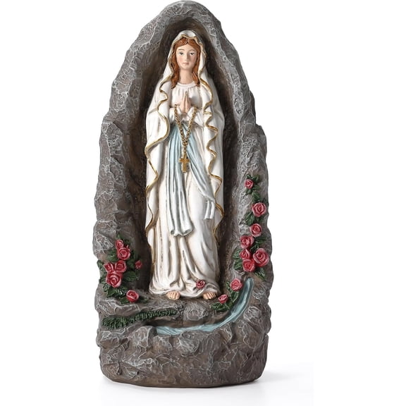 Our Lady of Lourdes Statue - 18 Inch Catholic Virgin Mary Statue, Hand-Painted Mother Mary Statue for Outdoor Patio Yard Decor, Catholic Religious Gift