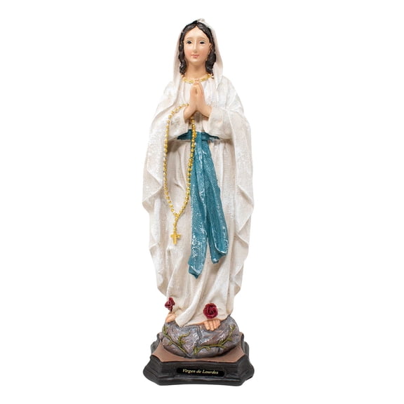 Our Lady of Lourdes Statue (Virgen de Lourdes) – Hand-Painted Resin Figurine in 8", 12", and 16" Sizes for Home, Church, or Prayer Spaces (Mx12"inches)