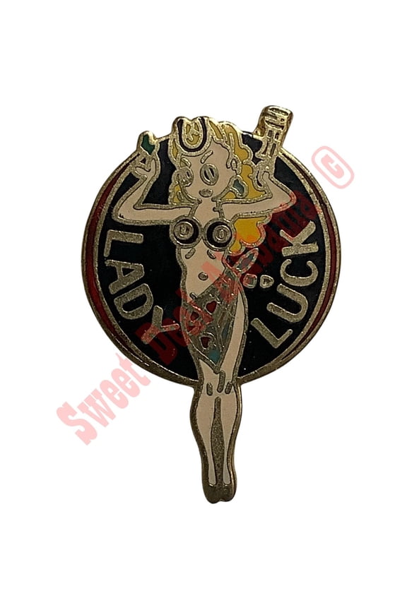 Lady Luck Aviator's Hat/Lapel Pin 1-1/4"H x 7/8"W WWII Aviator's Nose Art