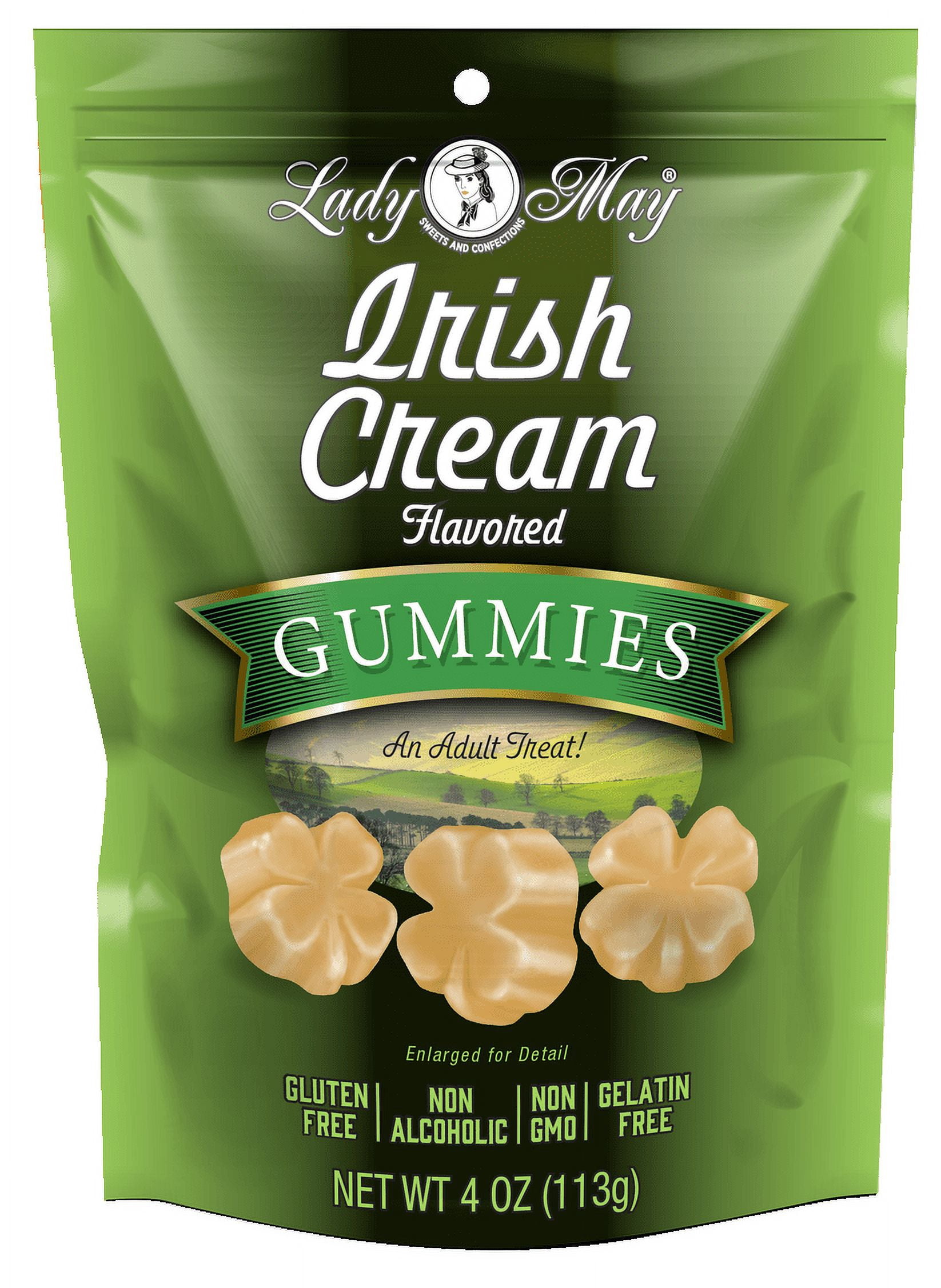 Lady May Gourmet Irish Cream Gummy Bears, NON-GMO, Naturally Flavored, Gluten and Gelatin Free - Premium Vegan Gummies made from Real Fruit Juice, 4 oz