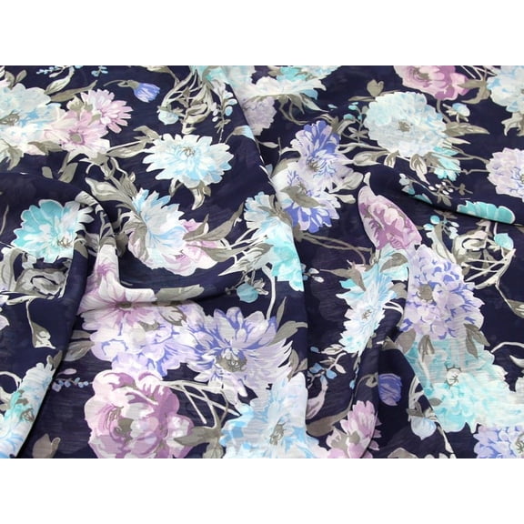 Lady McElroy Crinkle Sheer Chiffon Fabric Multicoloured - per yard