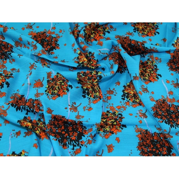Lady McElroy Florenza Slub Crepe Fabric Turquoise - per yard