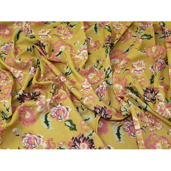 Lady McElroy Marlie Cotton Lawn Fabric Pink & Mustard - per yard