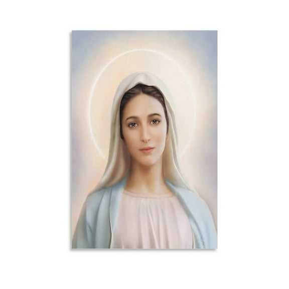 Our Lady of Medjugorje The Queen of Peace Virgin Mary Canvas Wall Art Print For Room Aesthetic And Decor Poster For Bedroom Office Home Dorm Kitchen Bathroom Decor Unframed 12x18inch(30x45cm)