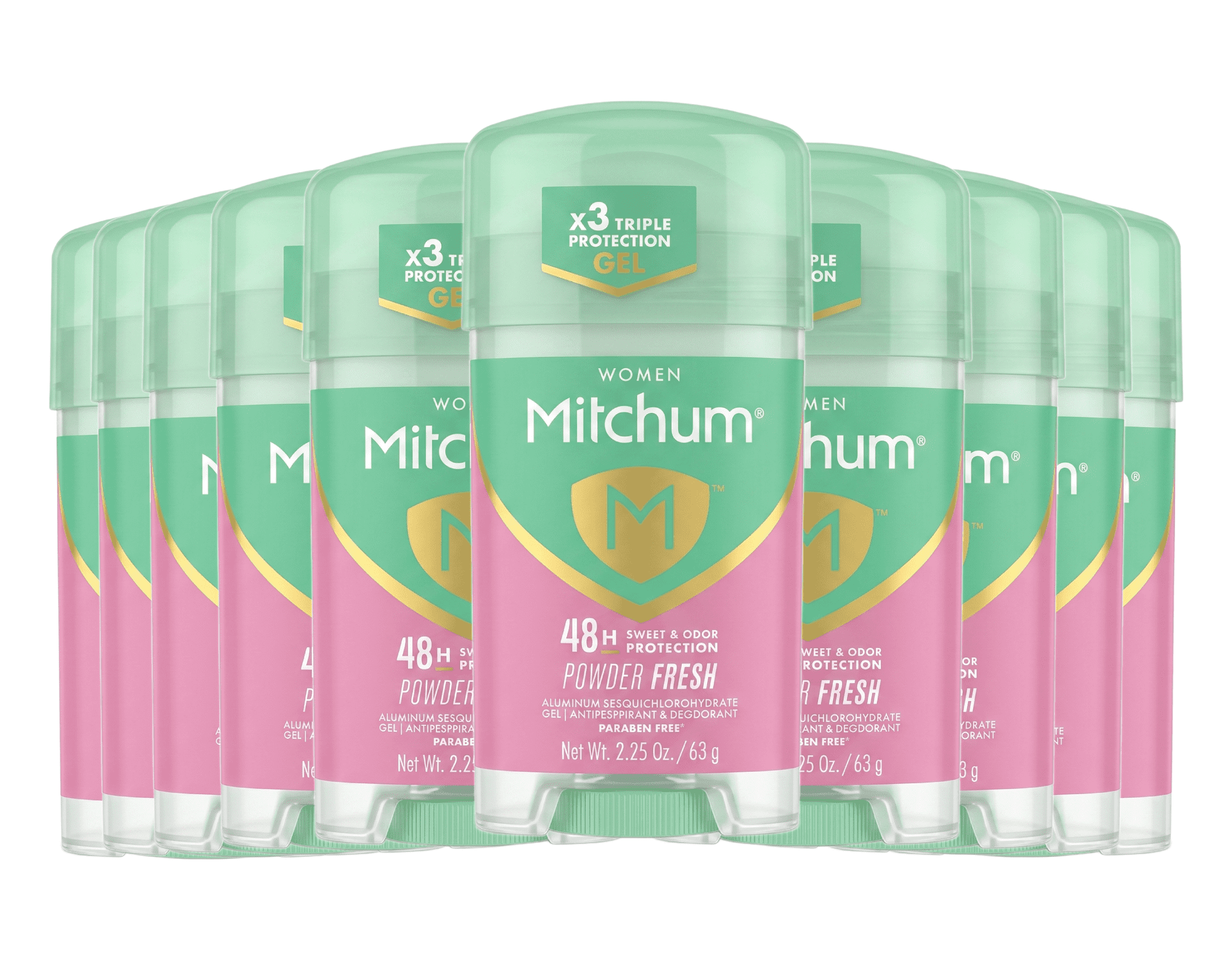 Mitchum Clear Gel Antiperspirant Deodorant Powder Fresh, 2.25 oz 10 Pack
