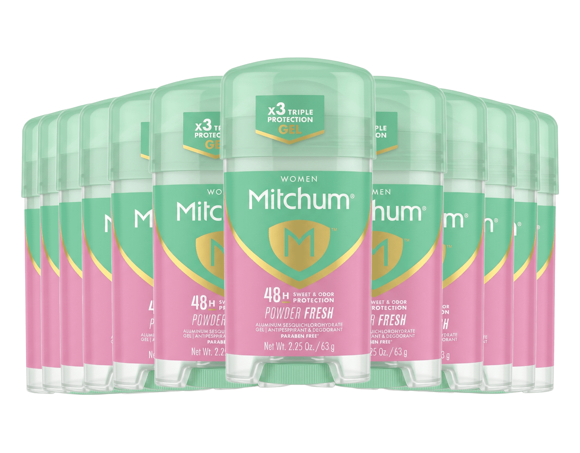 Mitchum Clear Gel Antiperspirant Deodorant Powder Fresh, 2.25 oz 12 Pack