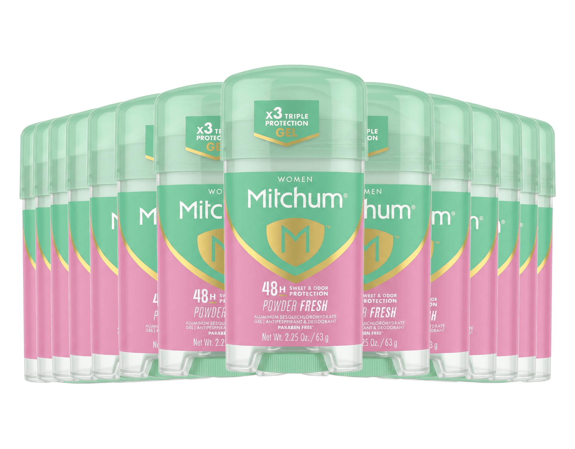 Mitchum Clear Gel Antiperspirant Deodorant Powder Fresh, 2.25 oz 14 Pack