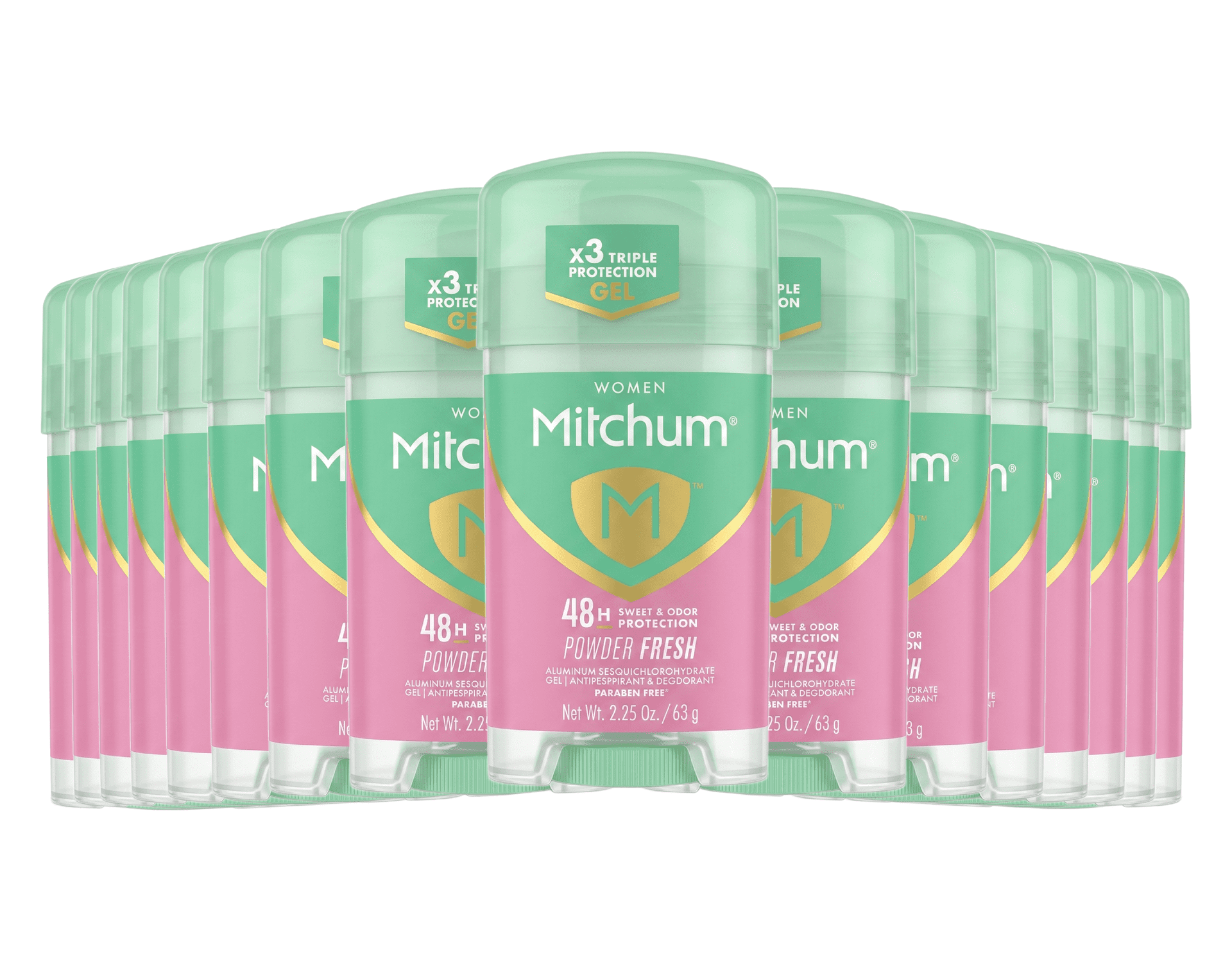 Mitchum Clear Gel Antiperspirant Deodorant Powder Fresh, 2.25 oz 16 Pack