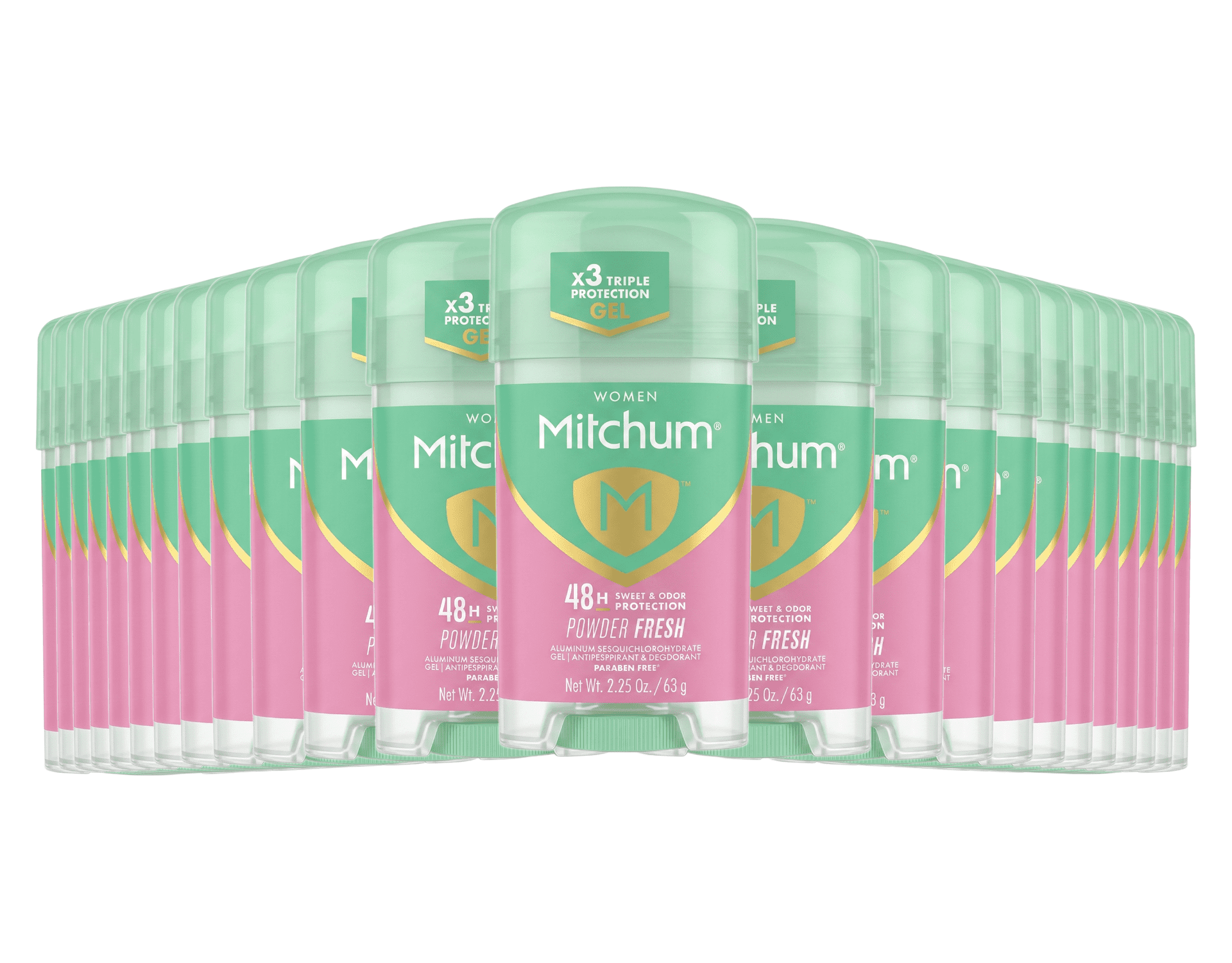Mitchum Clear Gel Antiperspirant Deodorant Powder Fresh, 2.25 oz 24 Pack