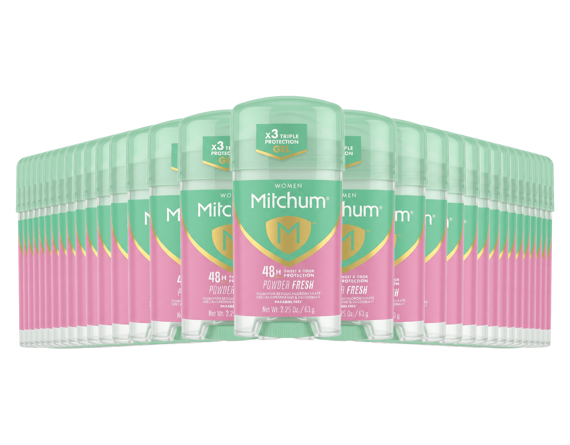 Mitchum Clear Gel Antiperspirant Deodorant Powder Fresh, 2.25 oz 32 Pack