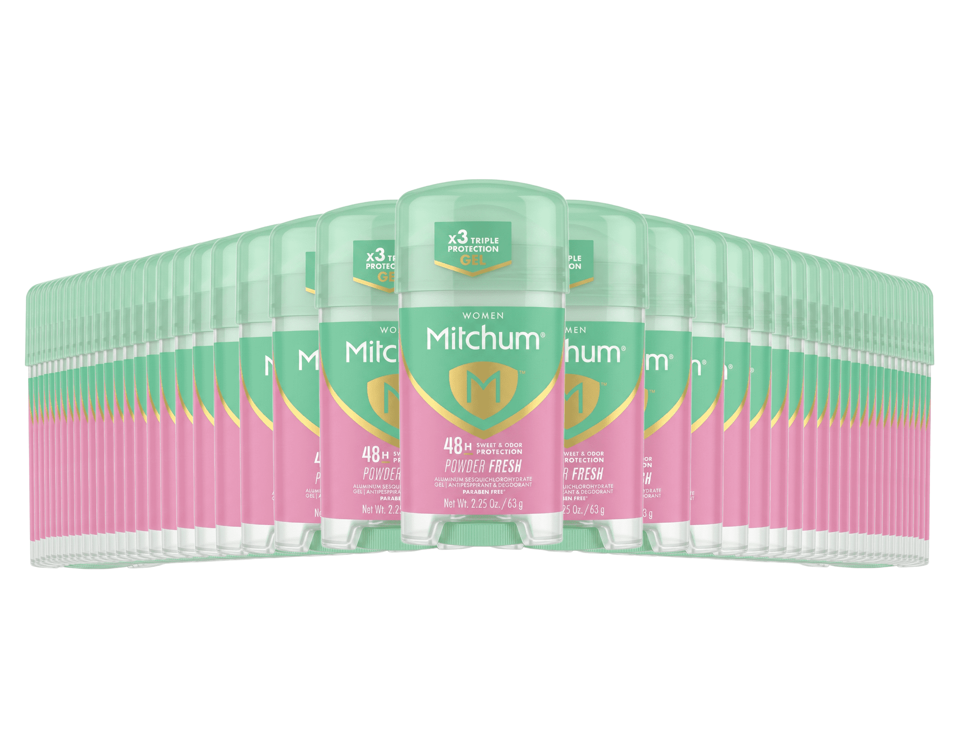 Mitchum Clear Gel Antiperspirant Deodorant Powder Fresh, 2.25 oz 48 Pack