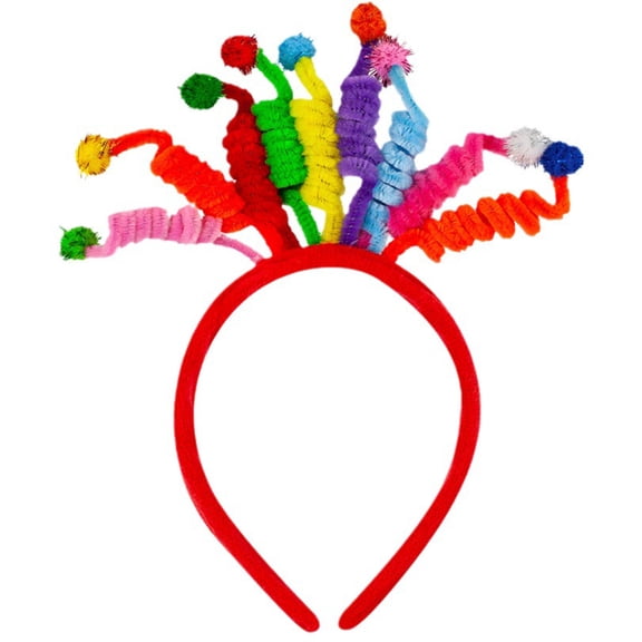 Lady Pompoms Hat Elagant Headwear Headband Headdress for Makeup Party Masquerades Colorful Birthday Accessory