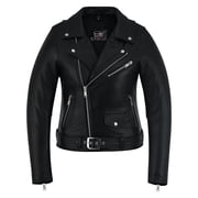 Lady Rebel Women s Leather Motorcycle Jacket, Brando Style Premium Cowhide Biker Jacket with YKK Zippers Black Size-S