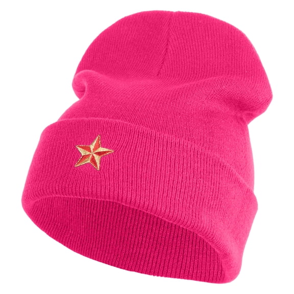 Lady Red Hat Iron on Patched 12 Inch Long Knitted Beanie - Magenta OSFM