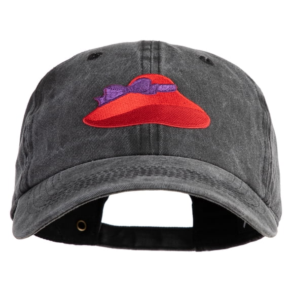 Lady Red Hat Iron on Patched Unstructured Pigment Dyed Cotton Cap - Black OSFM