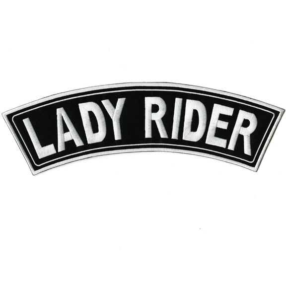 Lady Rider Top Rocker Patch 11" | Double Border Womens Biker Vest Back Patches Embroidered Iron On Large | - by Nixon Thread Co.