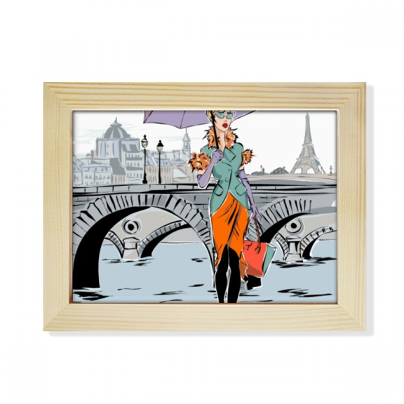 Lady River Bridge France Mark Desktop Photo Frame Picture Art Decoration Painting 6x8 inch