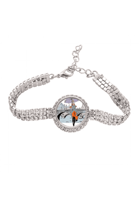 Lady River Bridge France Mark Tennis Chain Anklet Bracelet Diamond Jewelry