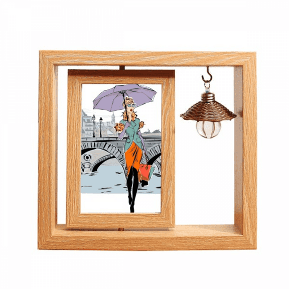 Lady River Bridge France Mark Wooden Rotating Picture Photo Frame 4x6