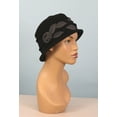 thumbnail image 1 of Lady Rose Fleece Flower Cloche Hat for Chemo & Cancer Patients (Black and Grey), 1 of 1