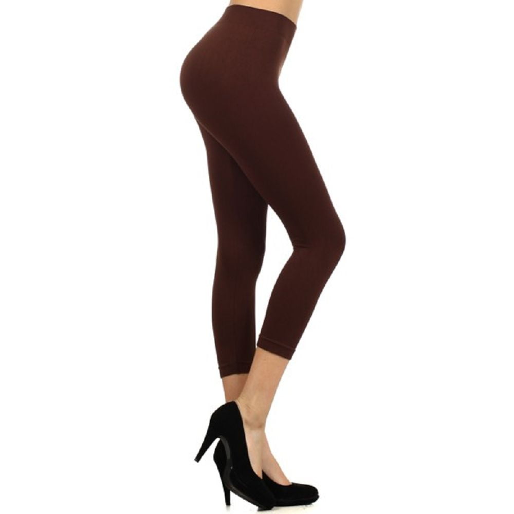 Lady Seamless Capri Leggings w High Wast Pants Tummy Control Workout Running 4 Way Stretch Yoga Leggings Navy Blue