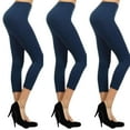 thumbnail image 1 of Lady Seamless Capri Leggings w/ High Wast Pants Tummy Control Workout Running 4 Way Stretch Yoga Leggings Plus Size - (Denim), 1 of 2