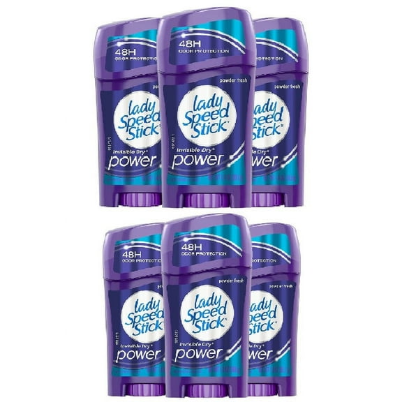 Lady Speed Stick Deodorant 1.4 Oz Powder Fresh Invisible Dry (6 Pack)
