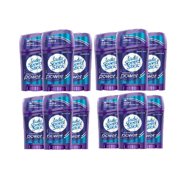 Lady Speed Stick Deodorant Power Powder Fresh Invisible Dry, 1.4 Oz (12 Pack)