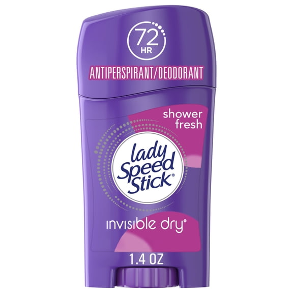 Lady Speed Stick Antiperspirant Deodorant for Women, 72 HR Sweat & Odor Protection, Invisible Dry, Shower Fresh Scent, 1.4 oz Stick