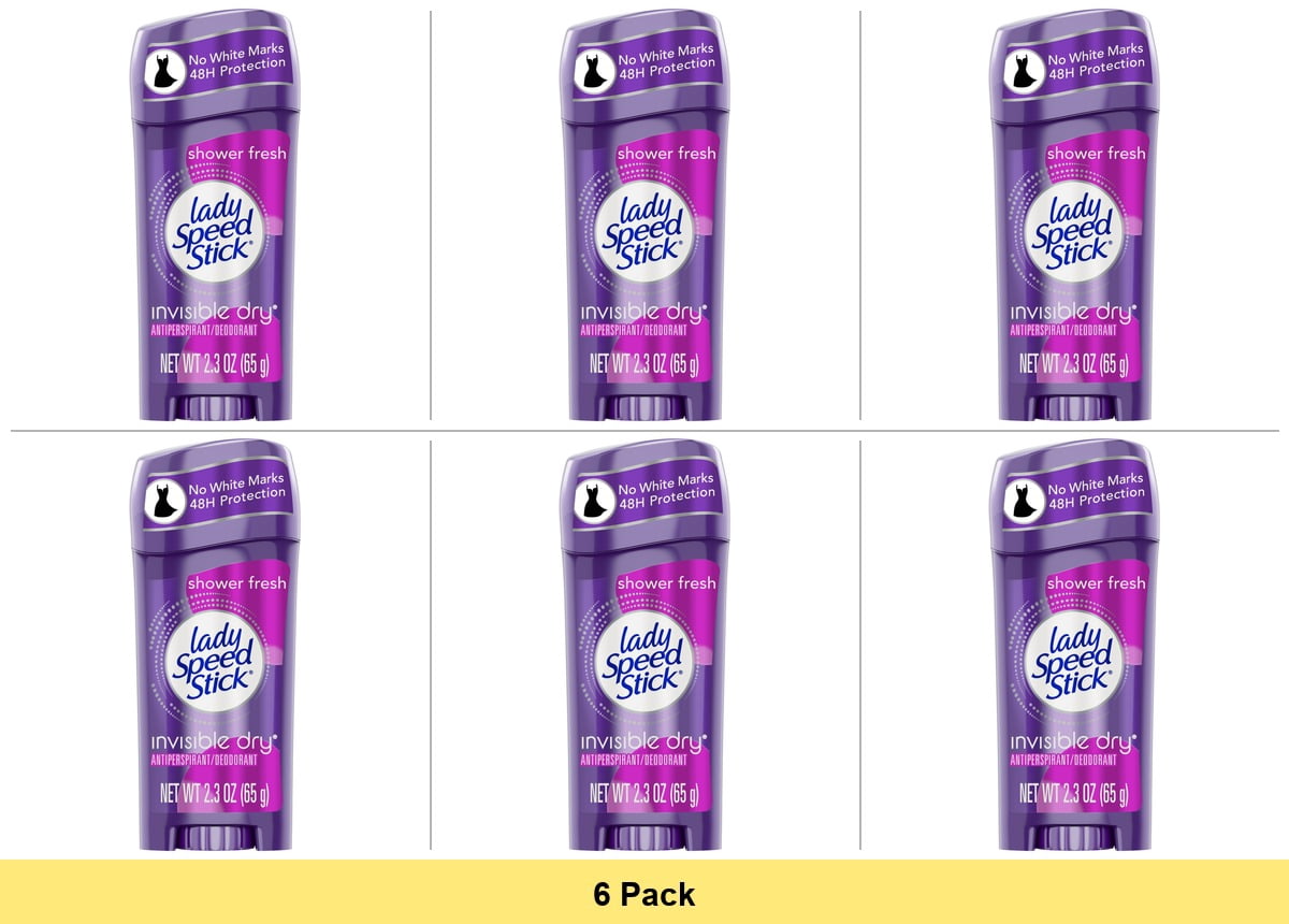 Lady Speed Stick Invisible Dry Antiperspirant Deodorant, Shower Fresh, 2.3oz - 6 Pack
