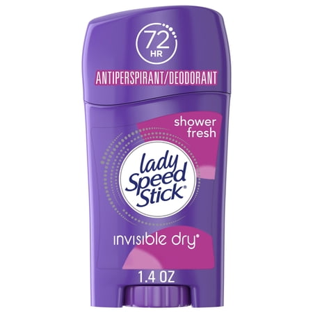 Lady Speed Stick Shower Fresh Deodorant for Women, Invisible Dry, 1.4 oz.