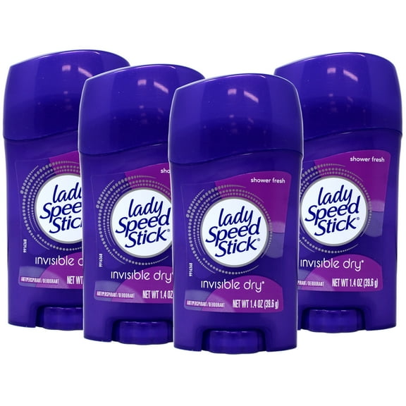 Lady Speed Stick, Shower Fresh, Invisible Dry Antiperspirant/Deodorant for Women, 1.4 oz. (Set of 4)