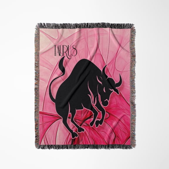Lady Taurus In Pink And Black Swirls Zodiac Collection, Woven Blanket